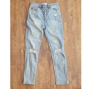 KanCan Women's Jeans Size 3 /25 KC8580L High Waist Straight Distress Button Fly